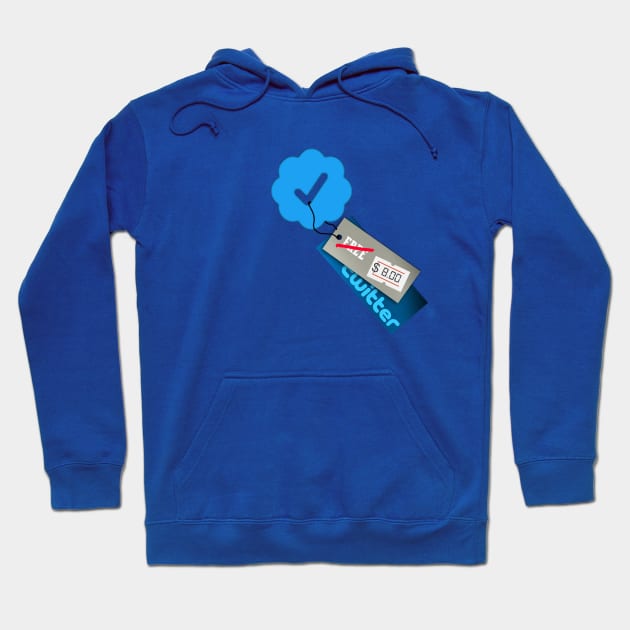 Twitter Verified Check Mark Meme (Elon Musk) 8$ Price Tag Hoodie by DesignerMemes